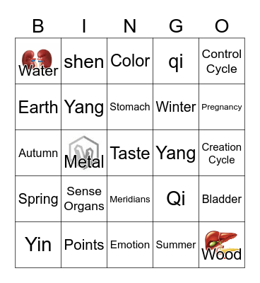 TCM 5 Elements Bingo Card