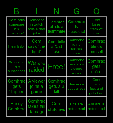 Comhrac - Valorant Bingo Card