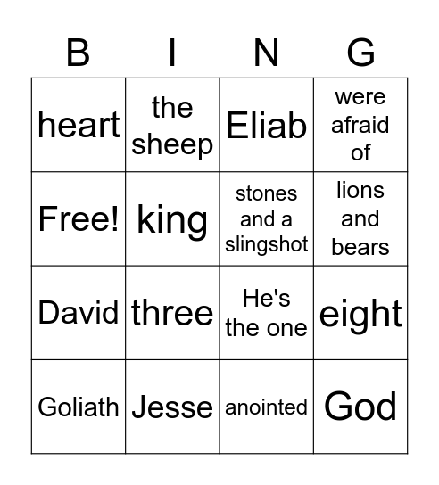 David Was Anointed Bingo Card
