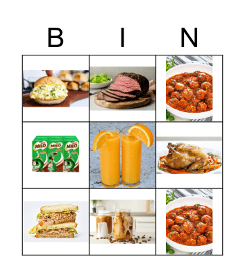 Food Bingo Card