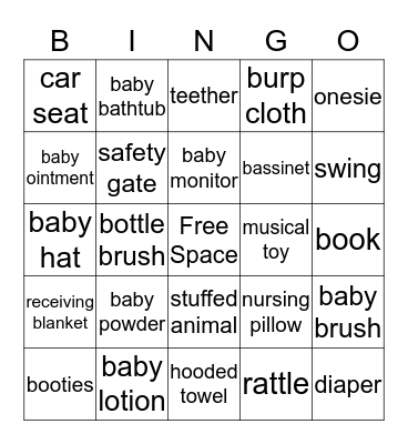 Baby Shower Bingo Card