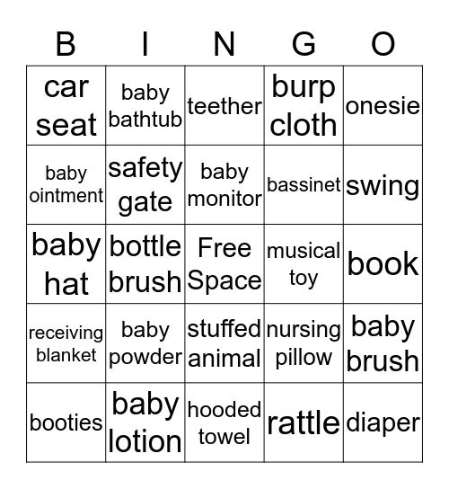 Baby Shower Bingo Card