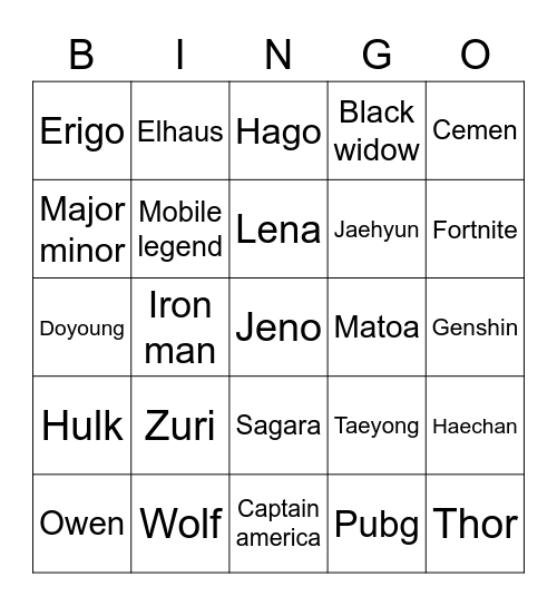 ZURI Bingo Card