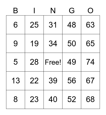 Pretty Fall Festival Bingo Card