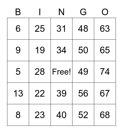 Pretty Fall Festival Bingo Card