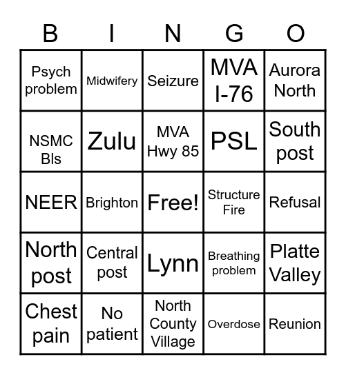 205 Bingo Card