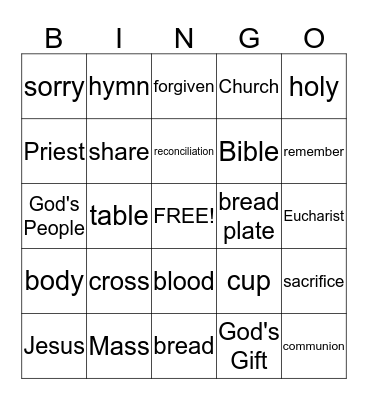 Communion Bingo Card