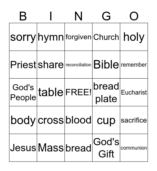 Communion Bingo Card