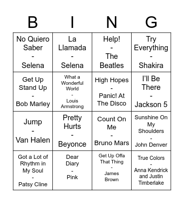 Music Bingo Card