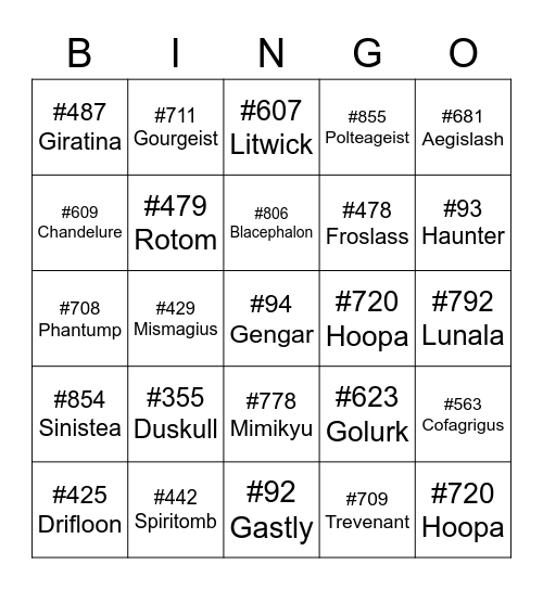 Squiggly Pete ROUND 2 [Ghost Types] Bingo Card