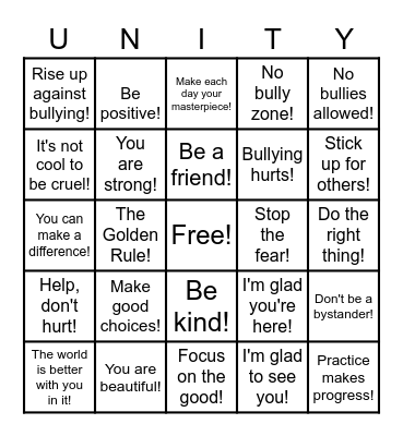 Unity Day Bingo Card