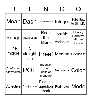 ACT Review Bingo Card