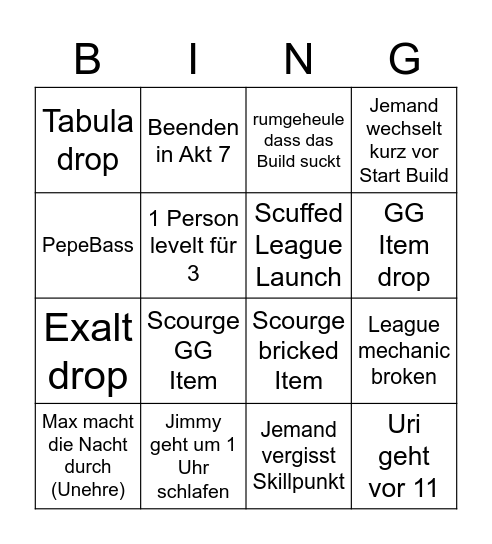POE LAUNCH (HIDDEN) Bingo Card