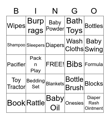 Baby Bingo Card