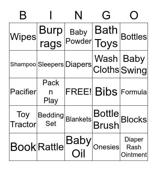 Baby Bingo Card