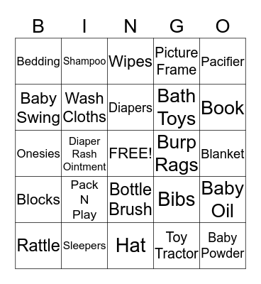Baby Bingo! Bingo Card