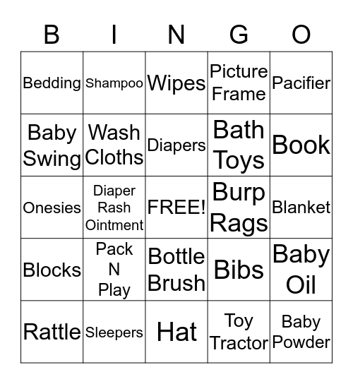 Baby Bingo! Bingo Card