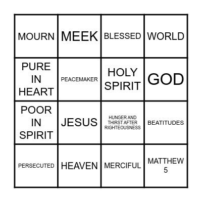 SERMON ON THE MOUNT Bingo Card