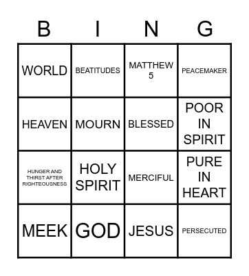 SERMON ON THE MOUNT Bingo Card
