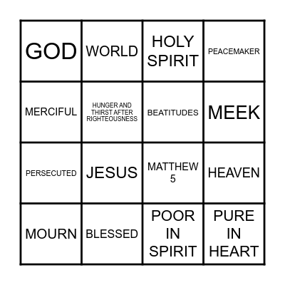 SERMON ON THE MOUNT Bingo Card