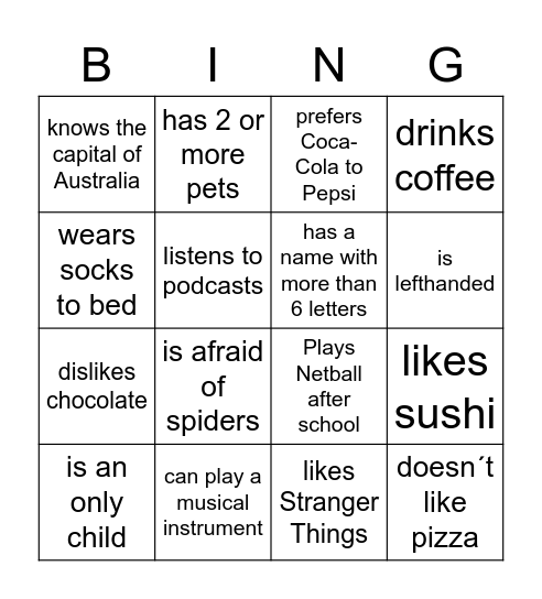 Find someone who Bingo Card