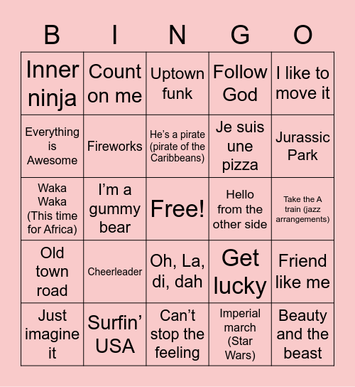 Crew Bingo Card