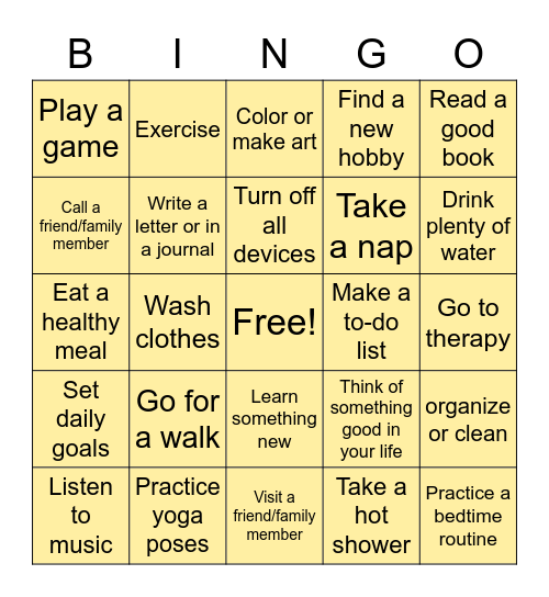 SELF-CARE BINGO Card