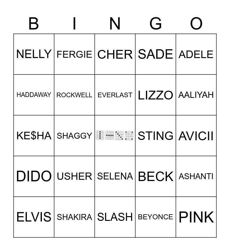 artists-with-one-name-bingo-card