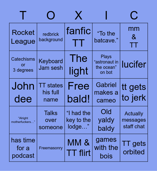 Sweat TT bingo Card