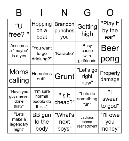 Brandon Bingo Card