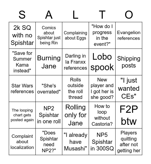 Spishtar Salt Bingo Card