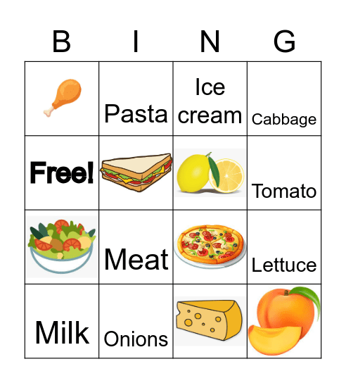 FOOD VOCABULARY Bingo Card