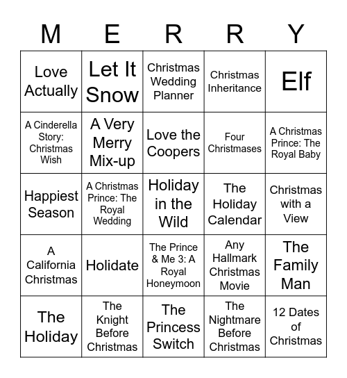 Romantic Christmas Bingo! Bingo Card