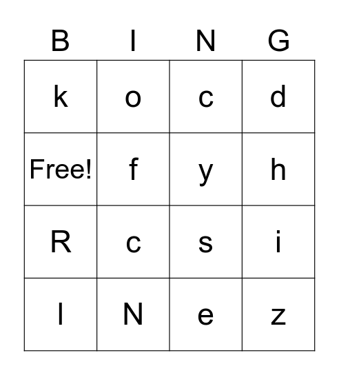 LUCAB TEST Bingo Card