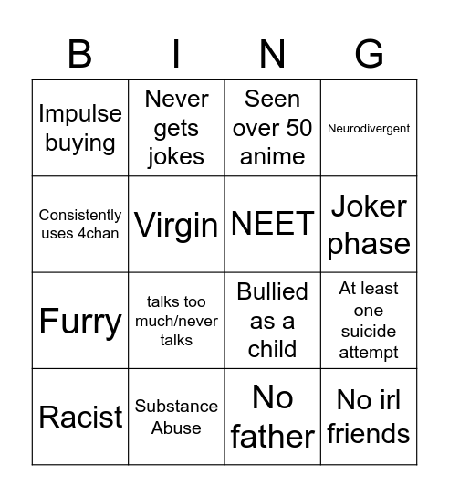 Idiot Bingo Card