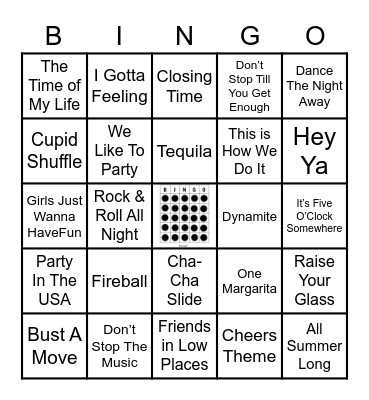 Drink, Dance & Party Bingo Card