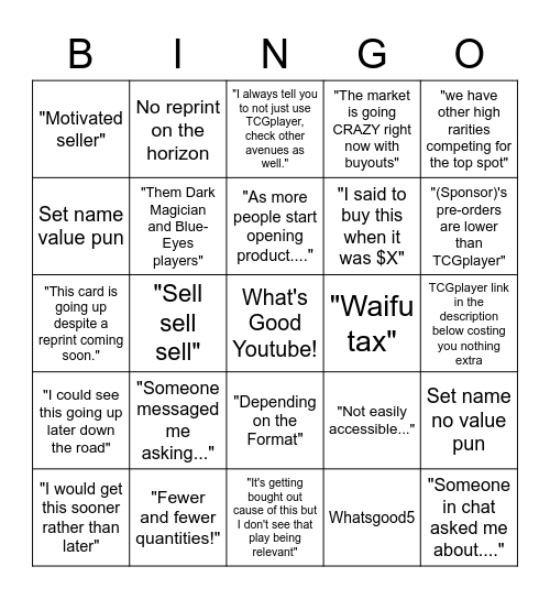Market Watch Bingo Card