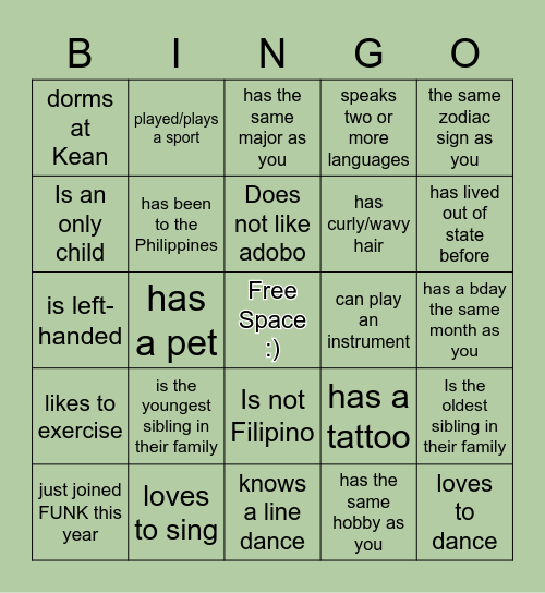 FUNK BINGO BOARD Bingo Card