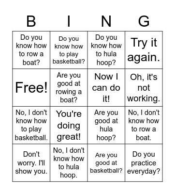 School Field Day Bingo Card