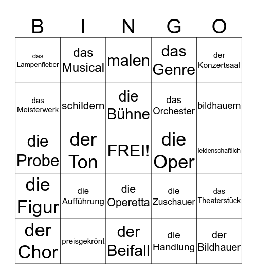 Musik und Theater  Bingo Card