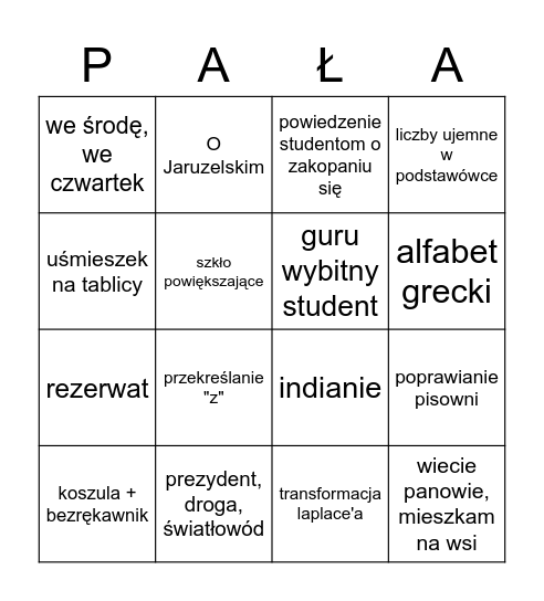 bingo - Multarzyński edition Bingo Card