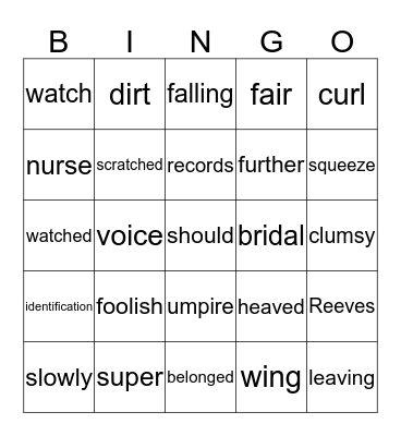 B2 Chapters 9-17 Bingo Card