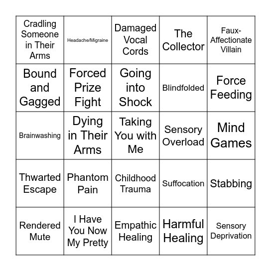 Bad Things Happen Bingo Card