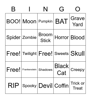 Halloween Bingo Card