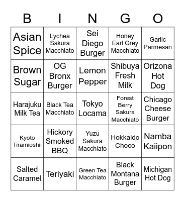 JIEUN Bingo Card