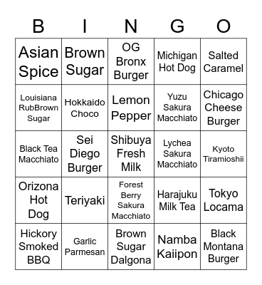 JIEUN Bingo Card