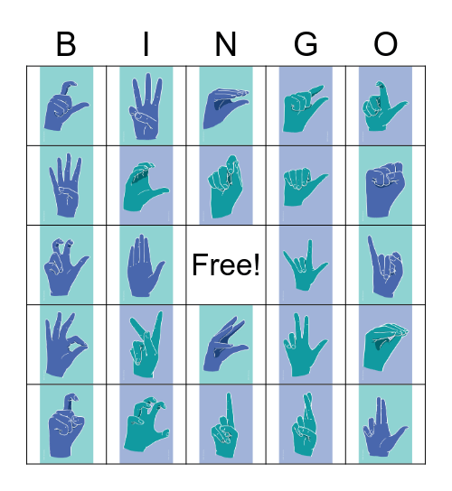 ASL Handshape Bingo Card