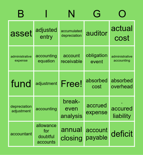 บิงโกบัญชี Bingo Card