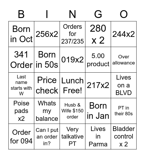 OTC BINGO Card