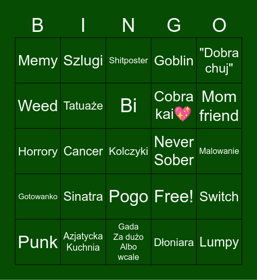 Jago Bingo Card